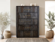 Balam Black Chest styled in a bedroom