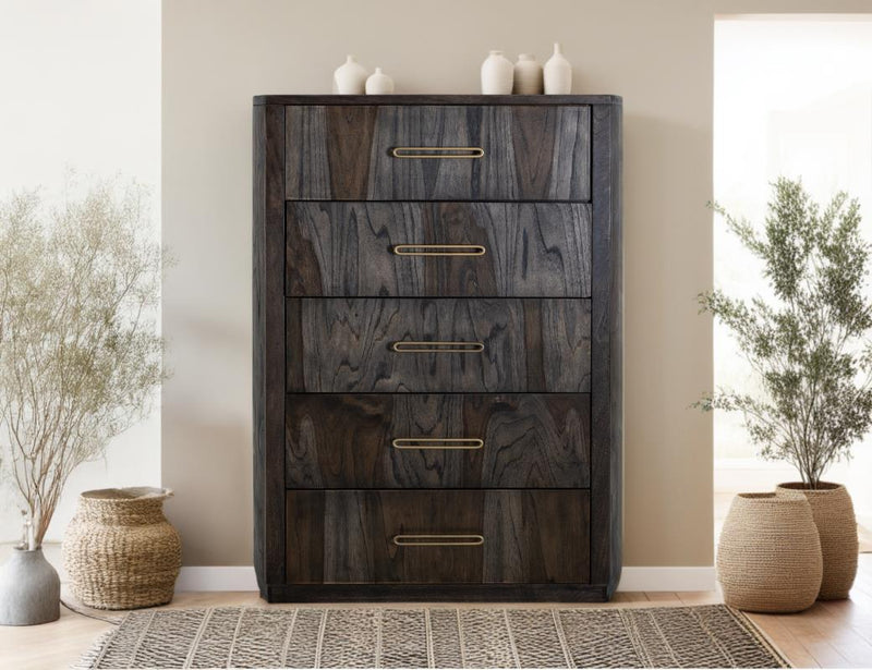Balam Black Chest styled in a bedroom