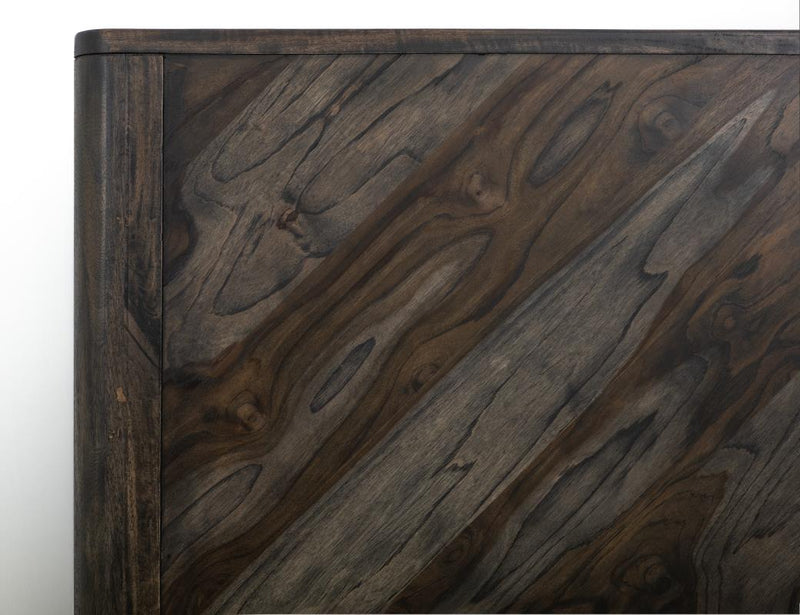 Balam Black Bed headboard chevron grain detail