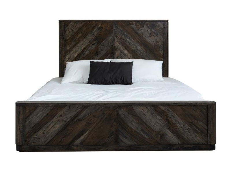 Balam Black Bed, fully made-up bed in solid mango with bold black finish