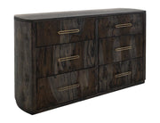 Balam Black Dresser, six-drawer, solid mango wood