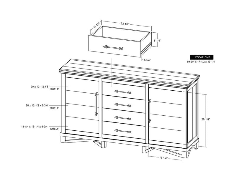 Walnut Console dimensions - Barewood