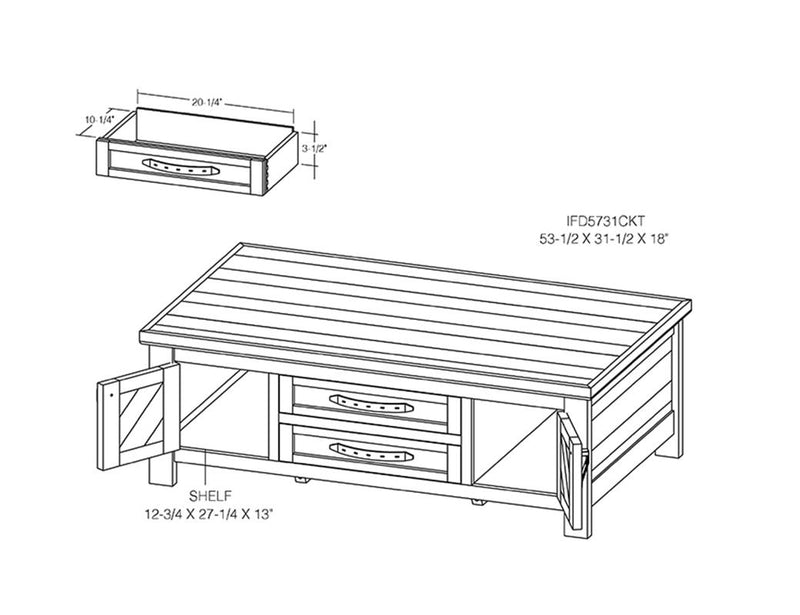 Dutton Cocktail Table - Barewood
