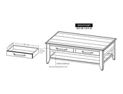 Dark Teak Cocktail Table dimensions - Barewood