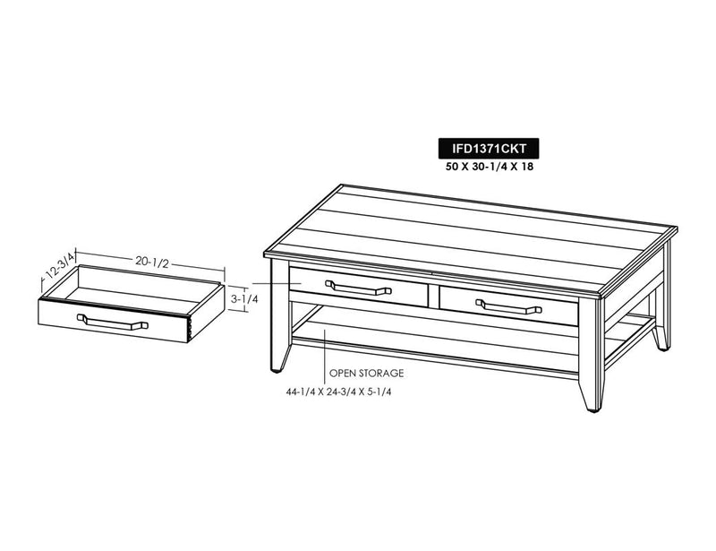 Dark Teak Cocktail Table dimensions - Barewood