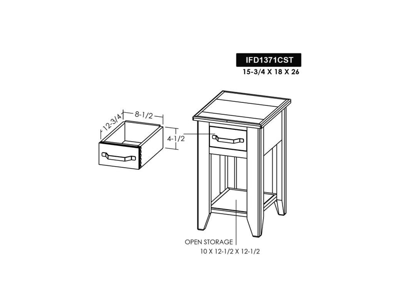 Dark Teak Chairside Table dimensions - Barewood