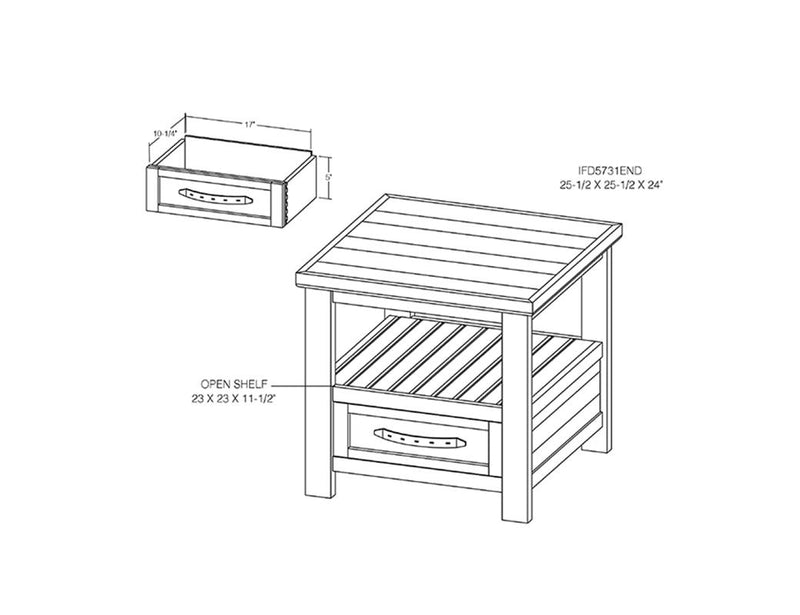 Dutton End Table - Barewood