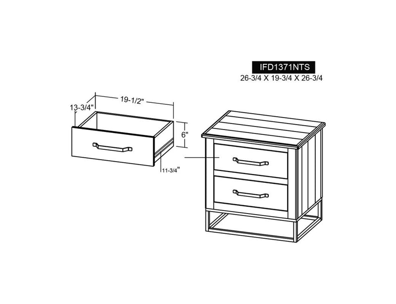 Dark Teak 2 Drawer Nightstand dimensions - Barewood