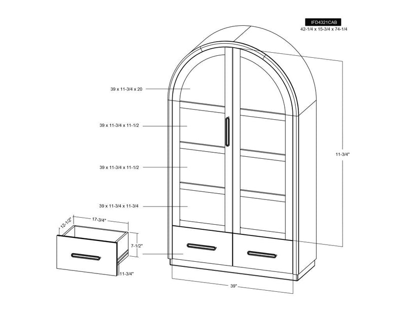 Balam White Cabinet dimension drawing