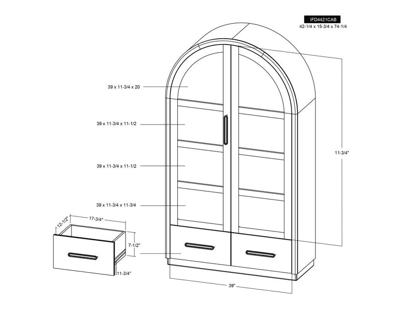 Balam Black Cabinet dimension drawing