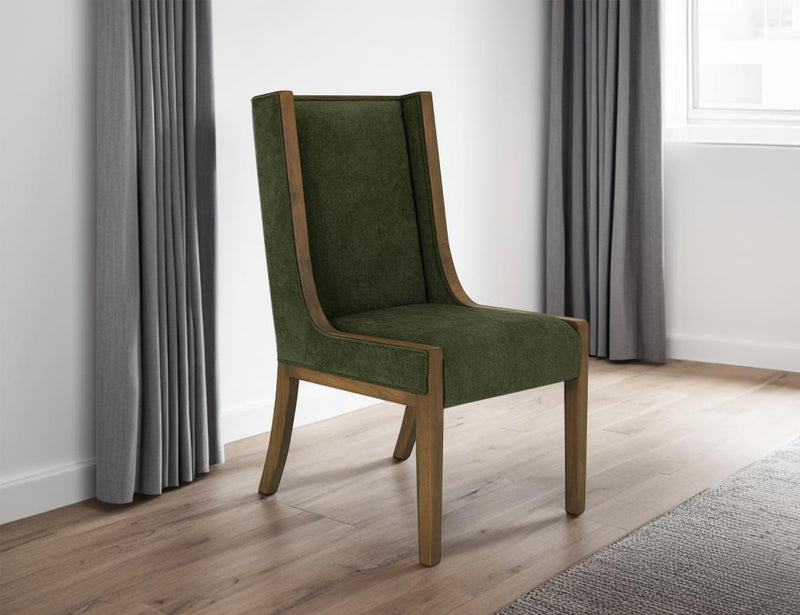 Mezquite Green Tall Back Dining Chair styled in a dining room