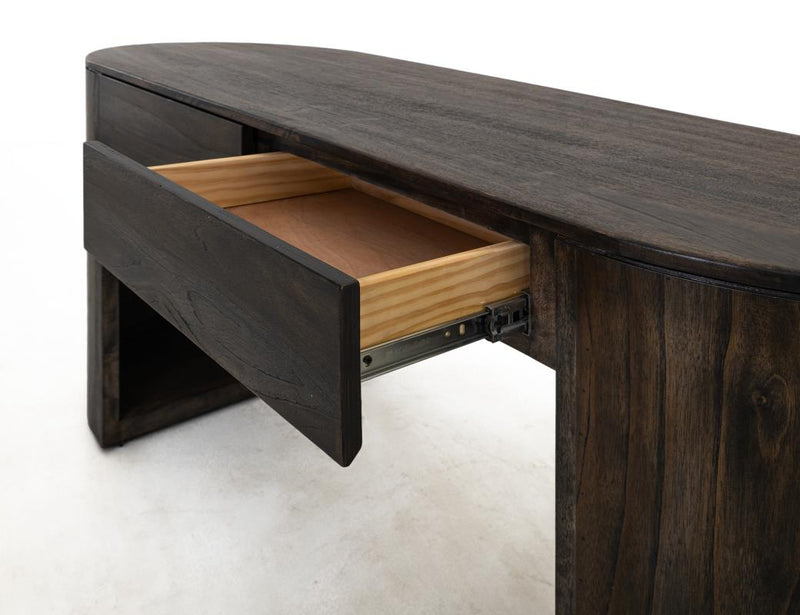 Balam Black Desk open shelving detail