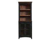 Pueblo Black Pier - weathered black pine, brown top, iron mesh doors, shelves