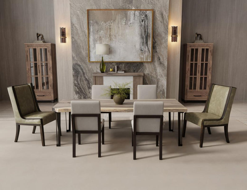 Natural Parota Upholstered Dining Chair - dining room scene