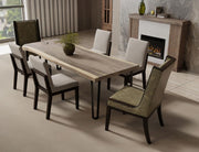 Natural Parota Upholstered Dining Chair - at the table