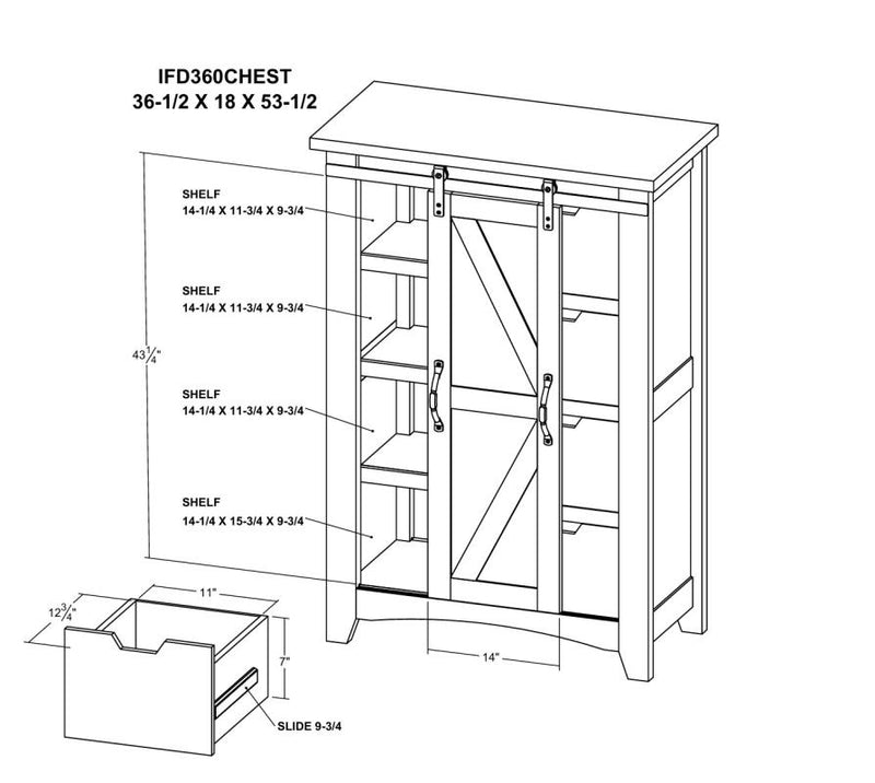 Pueblo White 4 Drawer Chest dimensions 36.5 x 18 x 53.5 inches