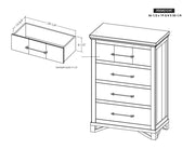 Walnut 4 Drawer Chest dimensions - Barewood