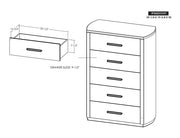 Balam Brown Chest dimension drawing with measurements