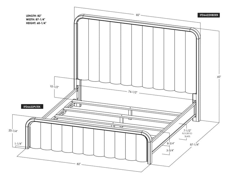 Mezquite Upholstered Bed King dimension diagram