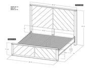 Balam White Bed King dimension drawing with measurements