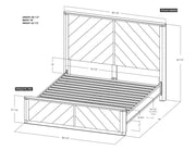 Balam Black Bed King dimension drawing with measurements