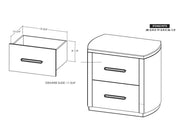 Balam Black Nightstand dimension drawing with measurements