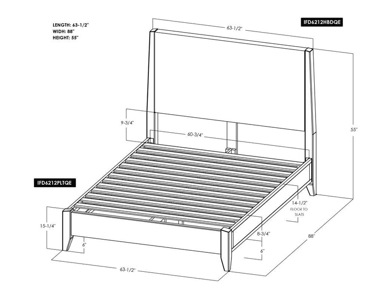Parota Nova Bed - Queen dimension drawing