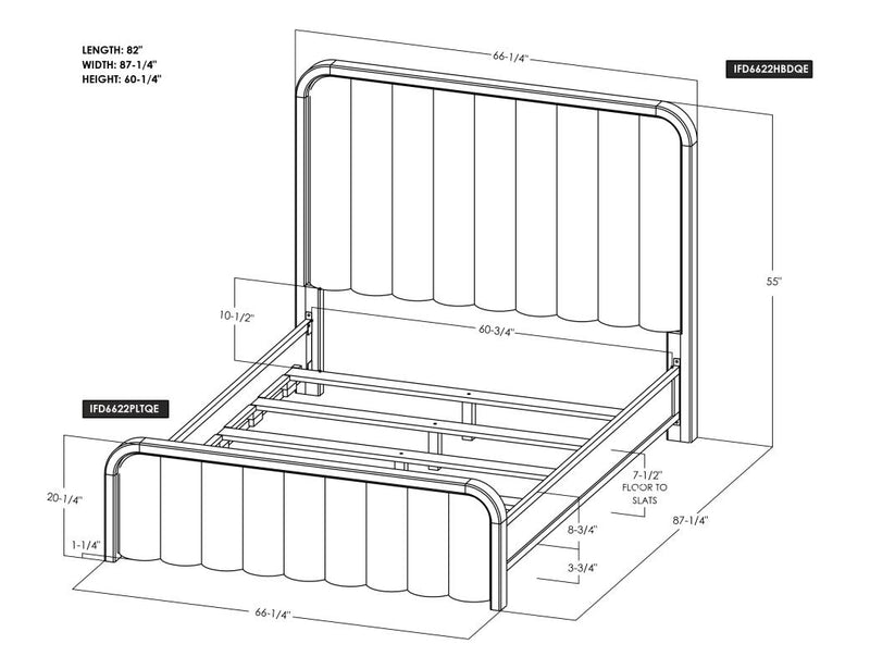 Mezquite Upholstered Bed Queen dimension diagram