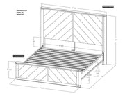 Balam White Bed Queen dimension drawing with measurements