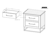 Natural Teca 2 Drawer Nightstand dimensions - Barewood