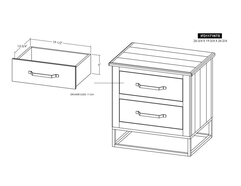 Natural Teca 2 Drawer Nightstand dimensions - Barewood