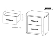 Balam White Nightstand dimension drawing with measurements