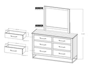 Natural Teca 6 Drawer Dresser dimensions - Barewood