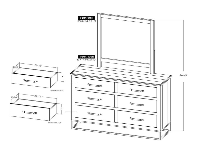 Natural Teca 6 Drawer Dresser dimensions - Barewood