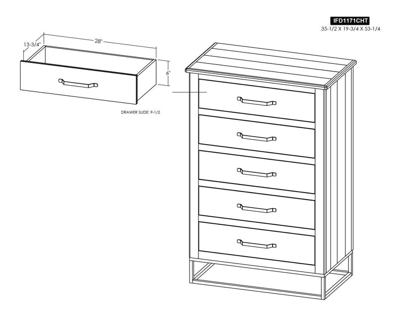 Natural Teca 5 Drawer Chest dimensions - Barewood