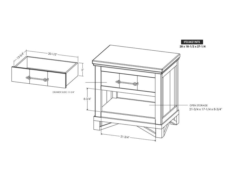 Walnut Nightstand dimensions - Barewood
