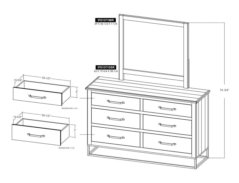 Dark Teak 6 Drawer Dresser dimensions - Barewood