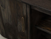 Balam Black 80" TV Stand - door and shelf detail
