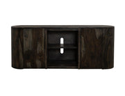 Balam Black 80" TV Stand with Fireplace - black console front