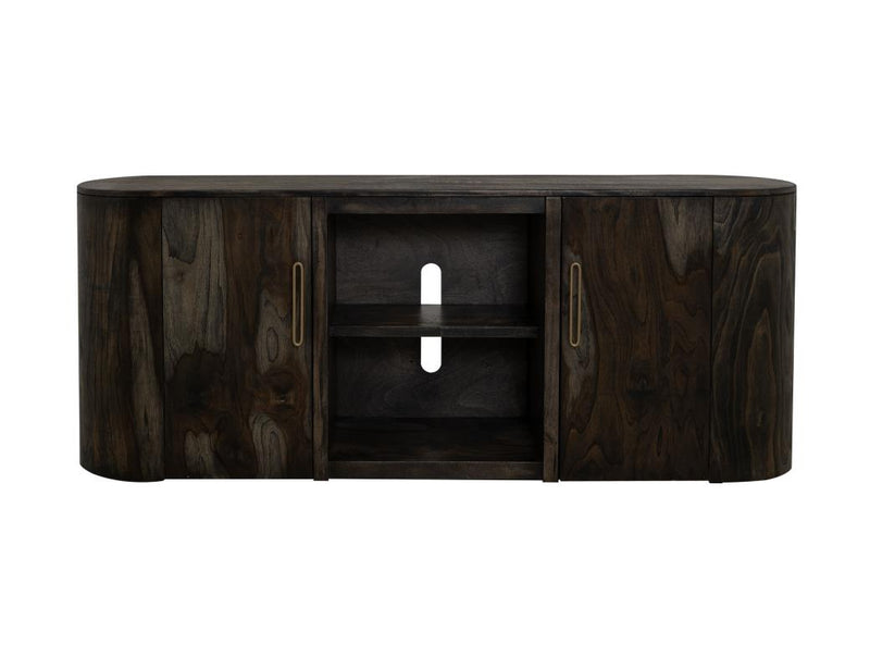 Balam Black 80" TV Stand with Fireplace - black console front