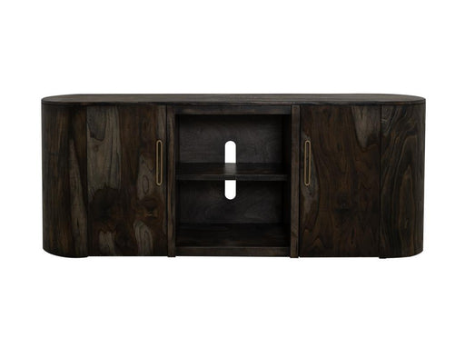 Balam Black 80" TV Stand with Fireplace - black console front