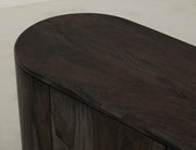 Balam Black 80" TV Stand - rounded corner detail