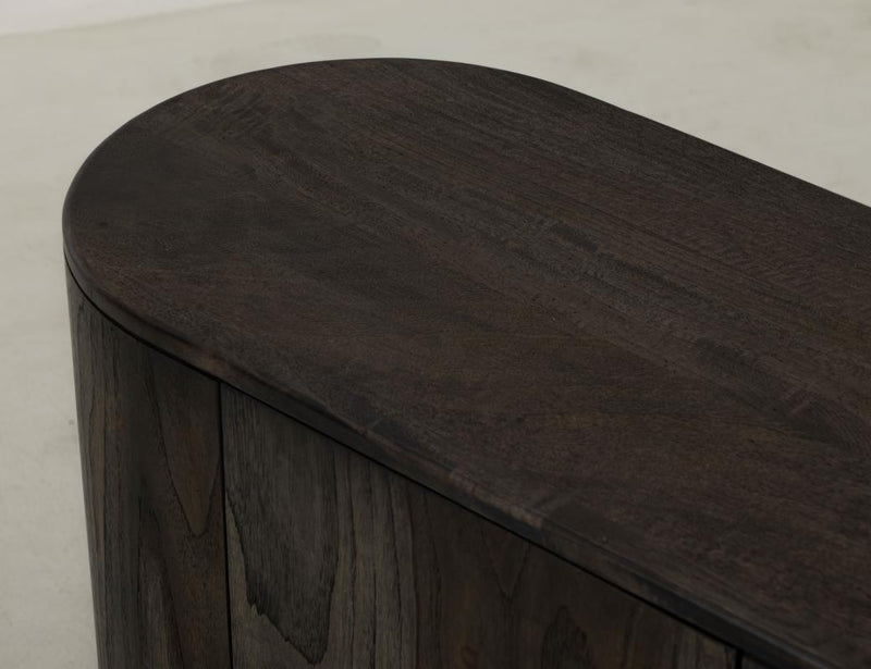Balam Black 80" TV Stand - rounded corner detail