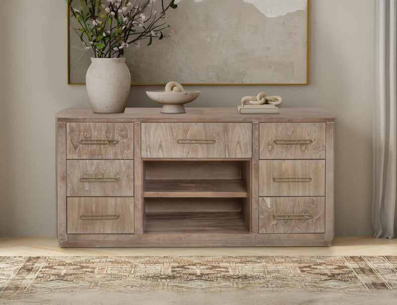 Balam White 7-drawer console room scene