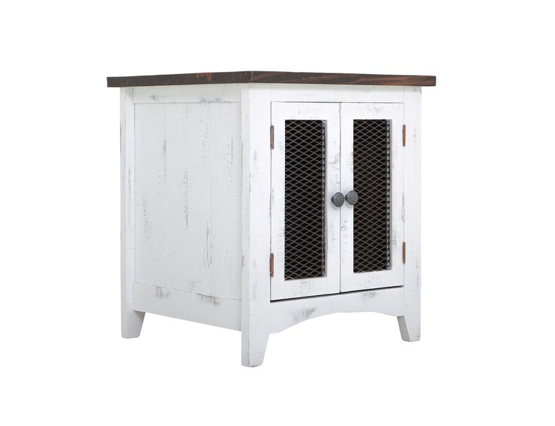 Pueblo White End Table angle