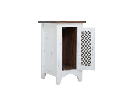 Pueblo White Chairside Table angle