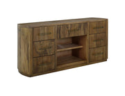 Balam Brown 7-drawer console angled view