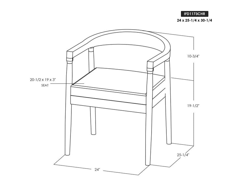 Natural Teca Round Back Chair dimensions - Barewood