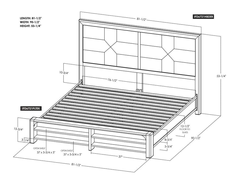 Praga Bed King dimensions - Barewood