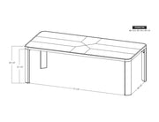 Balam Black Dining Table dimension drawing with measurements